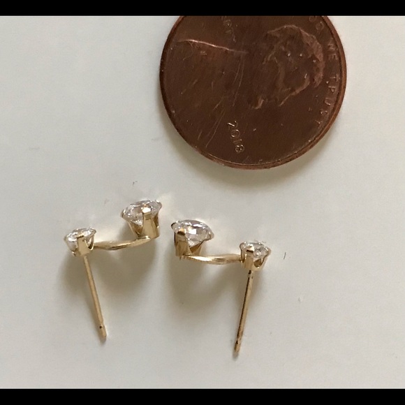 14K Yellow Gold CZ  Earrings - Picture 2 of 3